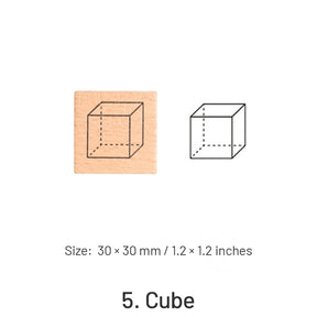 Basic Number and Shape Wooden Rubber Stamp Set sku-5