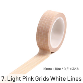 Basic Solid Color Grid Washi Tape sku-7