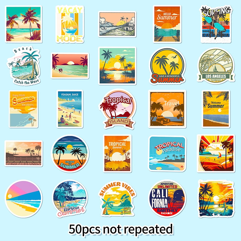 Beach Vacation Travel Vinyl Stickers - Stamprints3