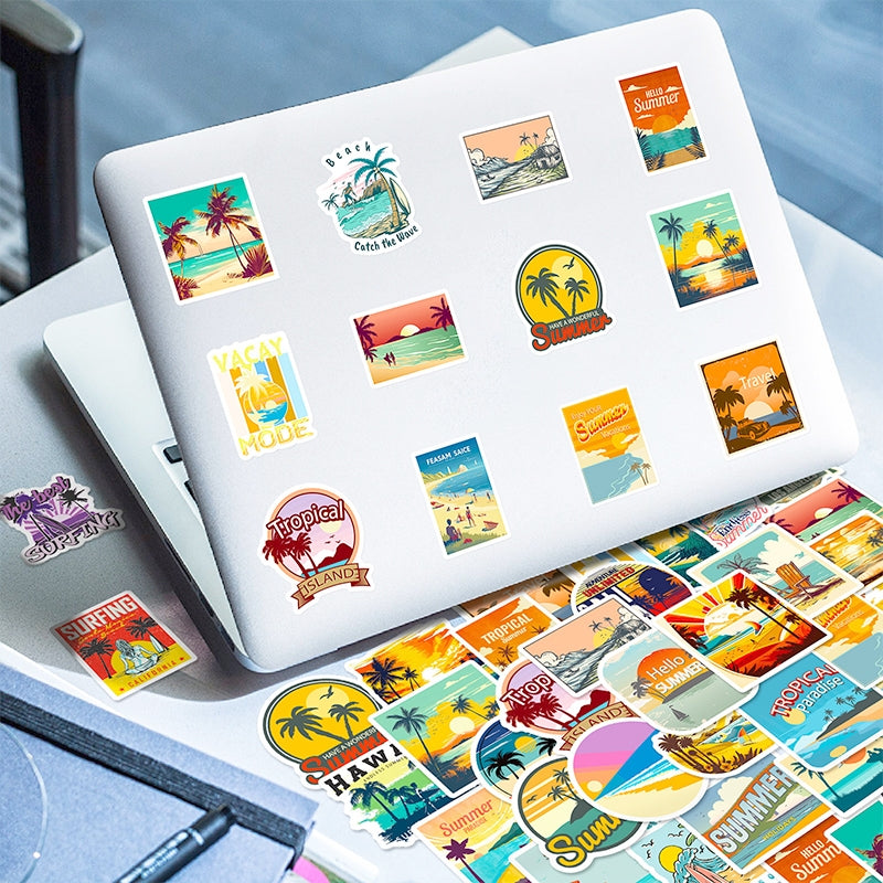 Beach Vacation Travel Vinyl Stickers - Stamprints4