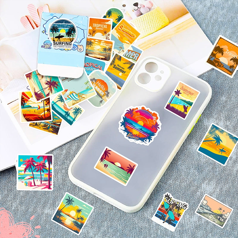 Beach Vacation Travel Vinyl Stickers - Stamprints5
