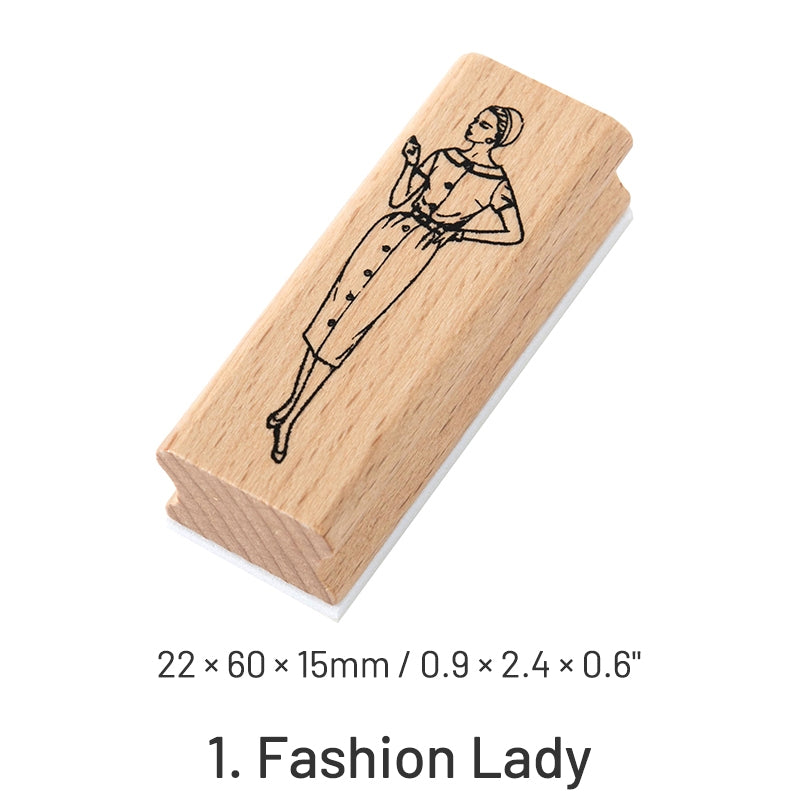 Beauties in Old Dreams Retro Characters Wooden Rubber Stamp sku-1