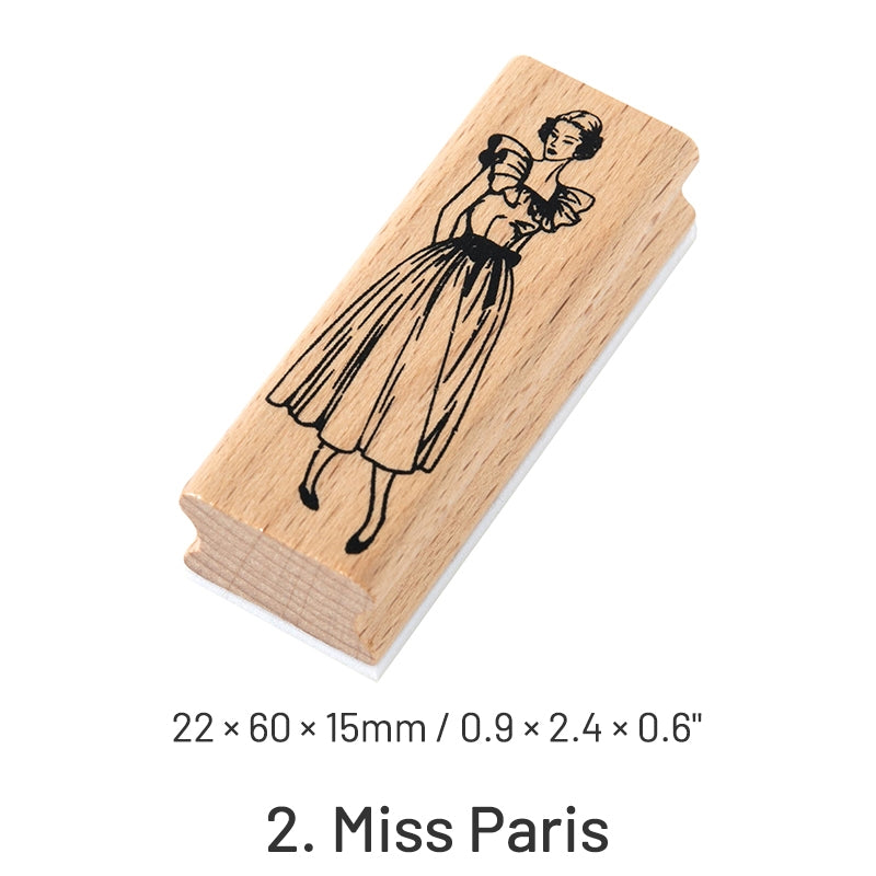 Beauties in Old Dreams Retro Characters Wooden Rubber Stamp sku-2