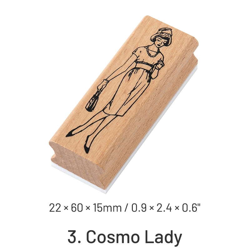 Beauties in Old Dreams Retro Characters Wooden Rubber Stamp sku-3