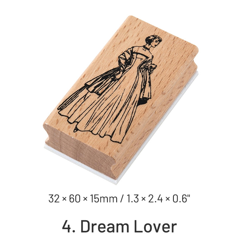 Beauties in Old Dreams Retro Characters Wooden Rubber Stamp sku-4