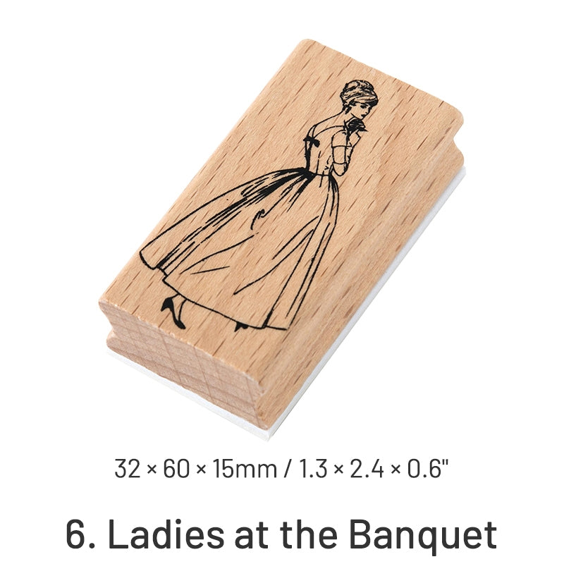 Beauties in Old Dreams Retro Characters Wooden Rubber Stamp sku-6