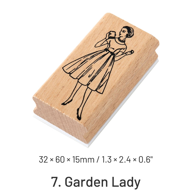 Beauties in Old Dreams Retro Characters Wooden Rubber Stamp sku-7