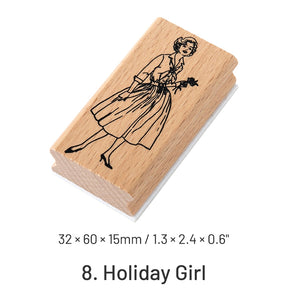 Beauties in Old Dreams Retro Characters Wooden Rubber Stamp sku-8