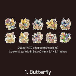 Beautiful Dream Flowers and Animals Stickers - Birds, Butterflies, Rabbits, Deers sku-1