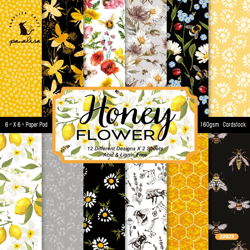 Bee Lemon Scrapbook Background Paper  a