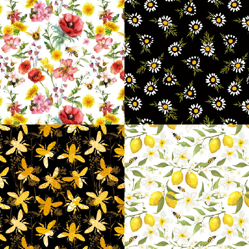Bee Lemon Scrapbook Background Paper  c2