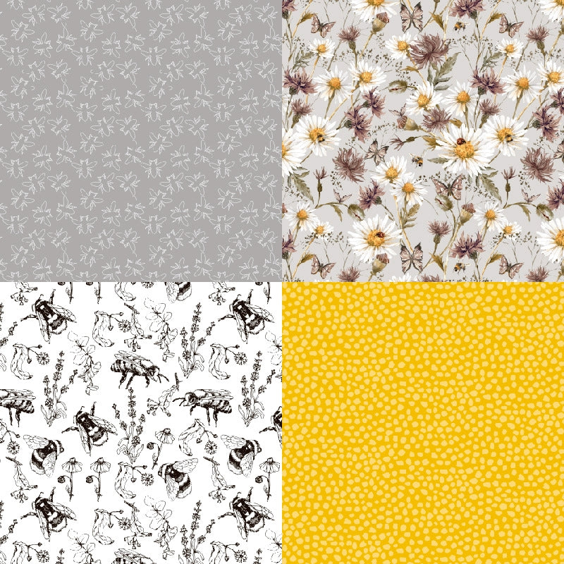 Bee Lemon Scrapbook Background Paper  c3