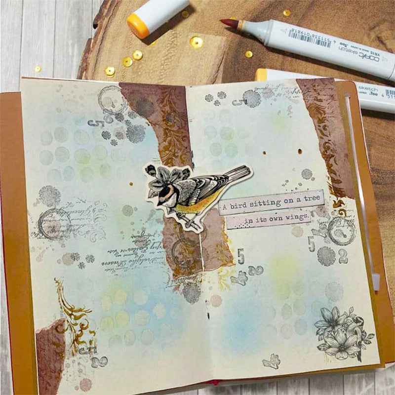 Bird on Branch Clear Silicone Stamp b1