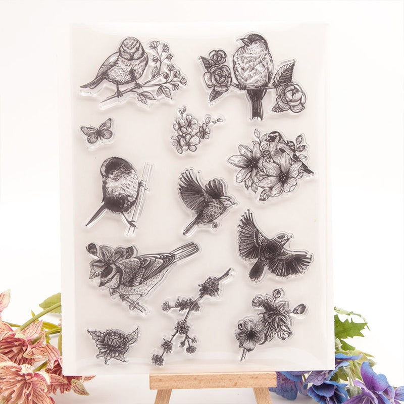 Bird on Branch Clear Silicone Stamp b2