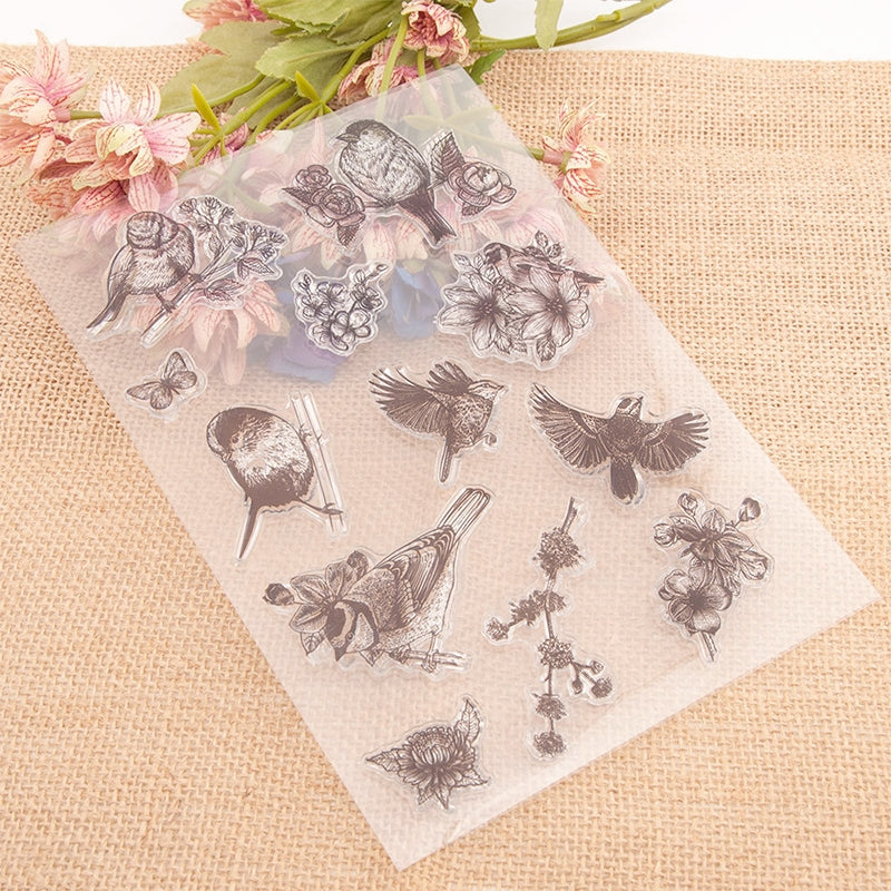 Bird on Branch Clear Silicone Stamp b5