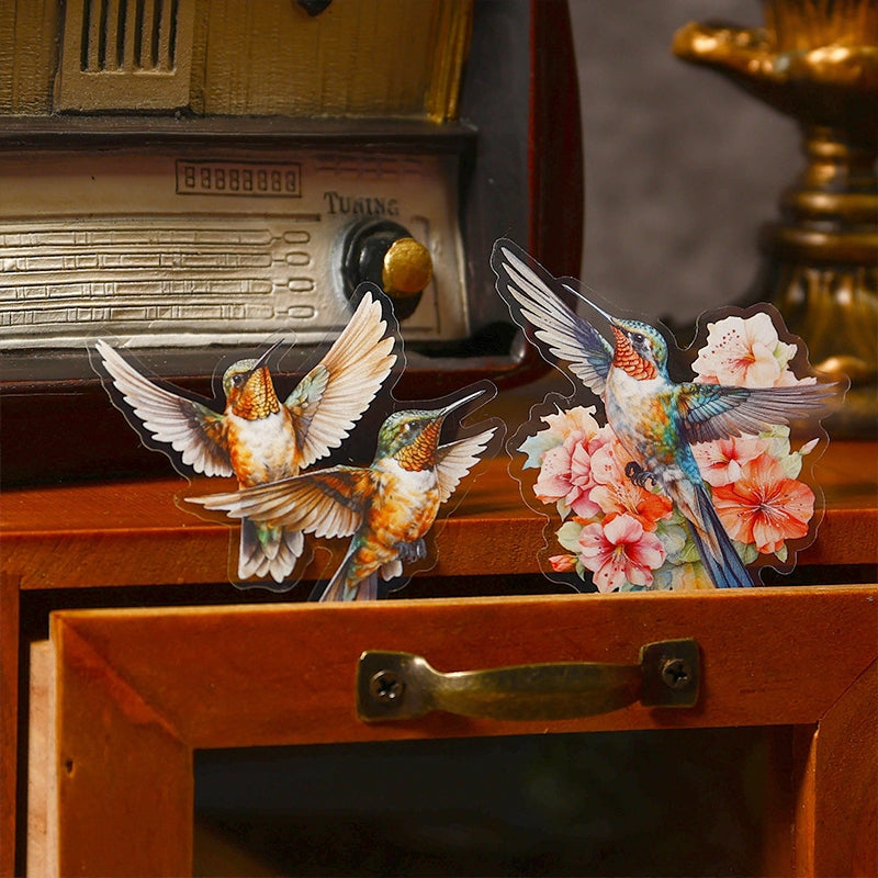 Bird PET Sticker - Branch, Clock, Instrument, Flower b1