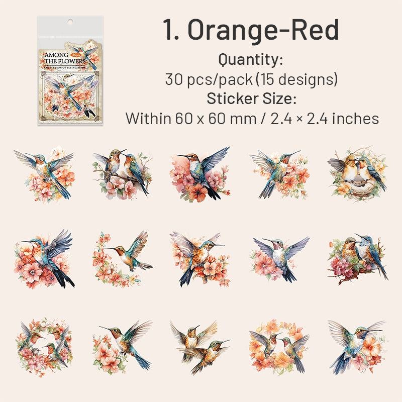 Bird PET Sticker - Branch, Clock, Instrument, Flower sku-1