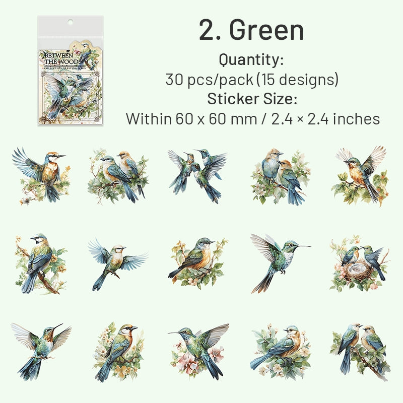 Bird PET Sticker - Branch, Clock, Instrument, Flower sku-2