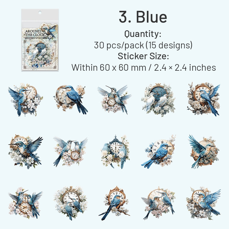 Bird PET Sticker - Branch, Clock, Instrument, Flower sku-3