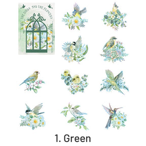 Birds and Blossoms Holographic Hot Stamping PET Stickers sku-1
