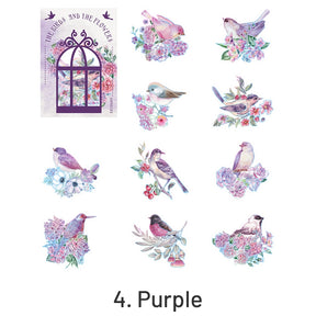 Birds and Blossoms Holographic Hot Stamping PET Stickers sku-4