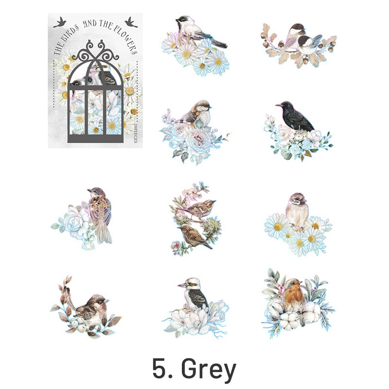 Birds and Blossoms Holographic Hot Stamping PET Stickers sku-5