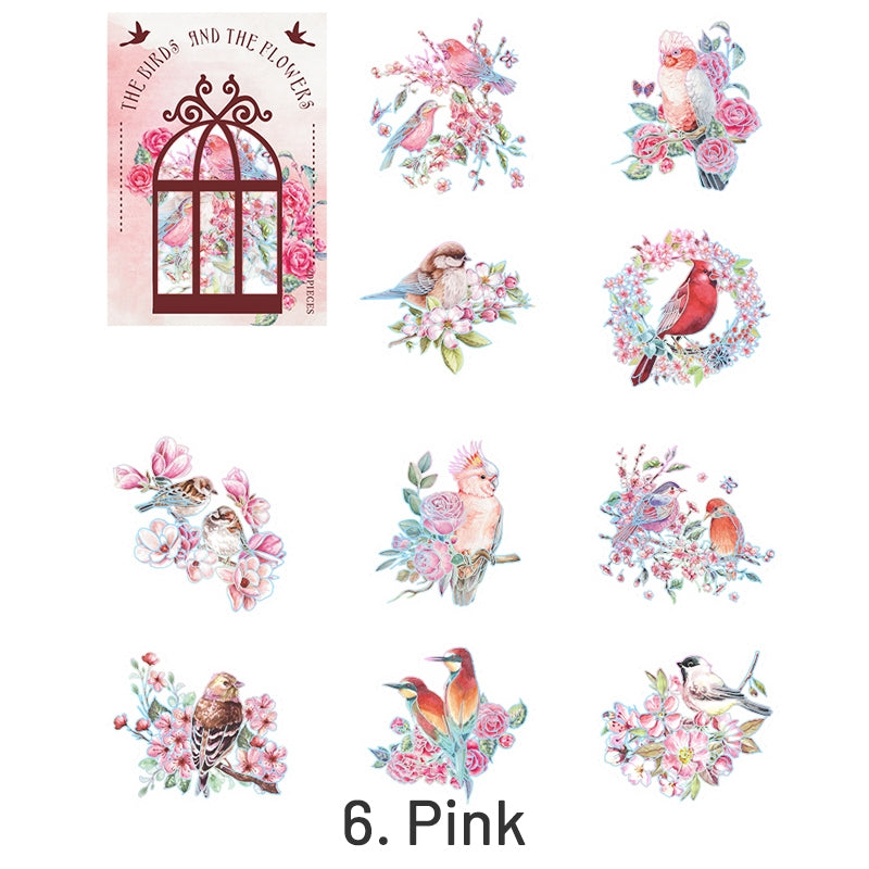 Birds and Blossoms Holographic Hot Stamping PET Stickers sku-6