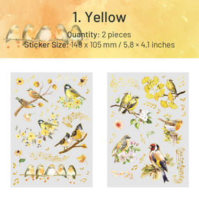 Birds, Blossoms, and Music Hot Stamping PET Sticker Sheet sku-1