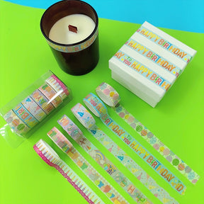 Birthday Theme Glow in the Dark Washi Tape Set (6 Rolls) a2