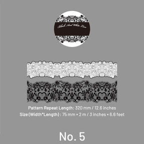 Black & White Lace Decorative PET Tape sku-5