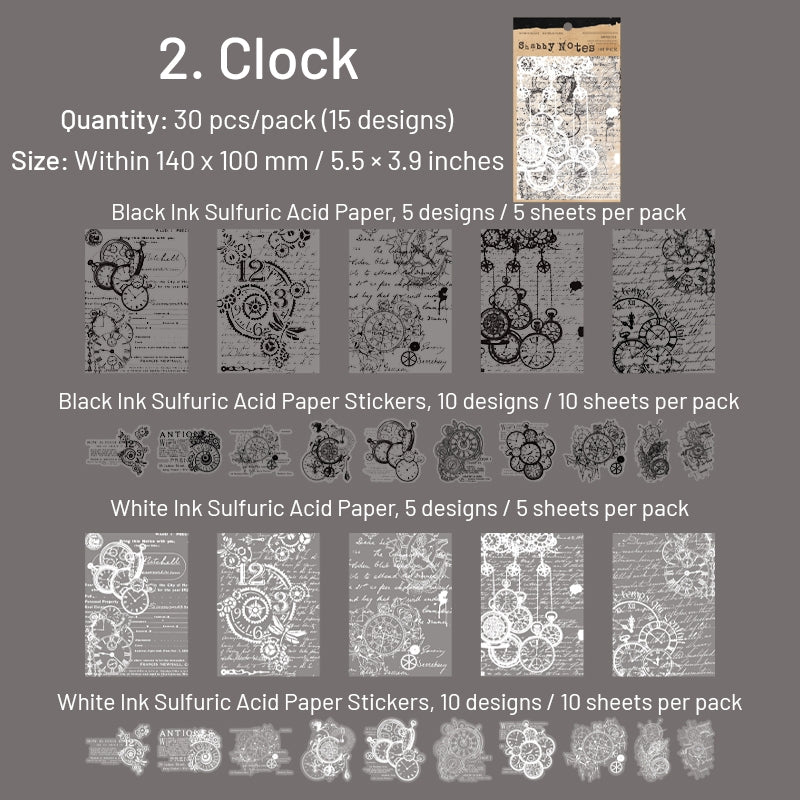 Black and White Scrapbook Paper - Text, Manuscript, Butterfly, Note, Musical, Flower sku-2