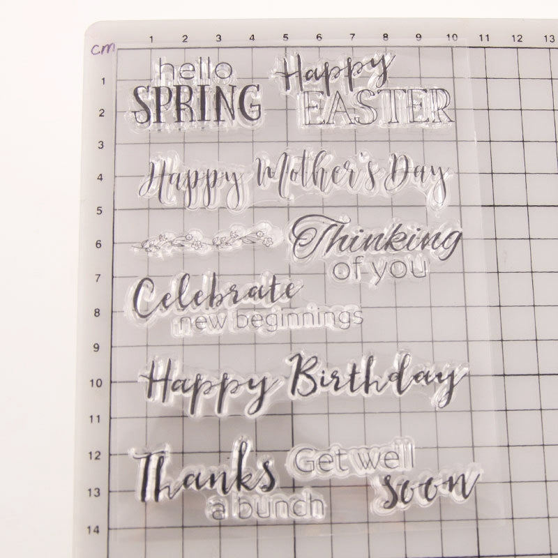 Blessing Phrase Text Clear Silicone Stamp b1