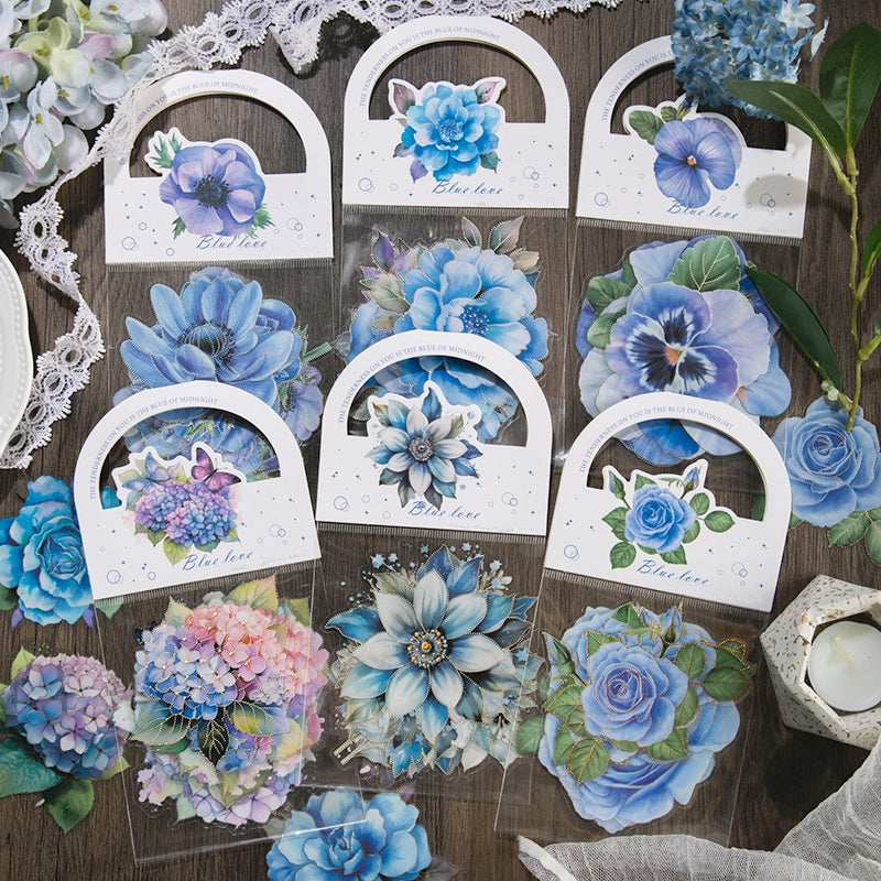 Blue Flower and Plant Laser PET Sticker a