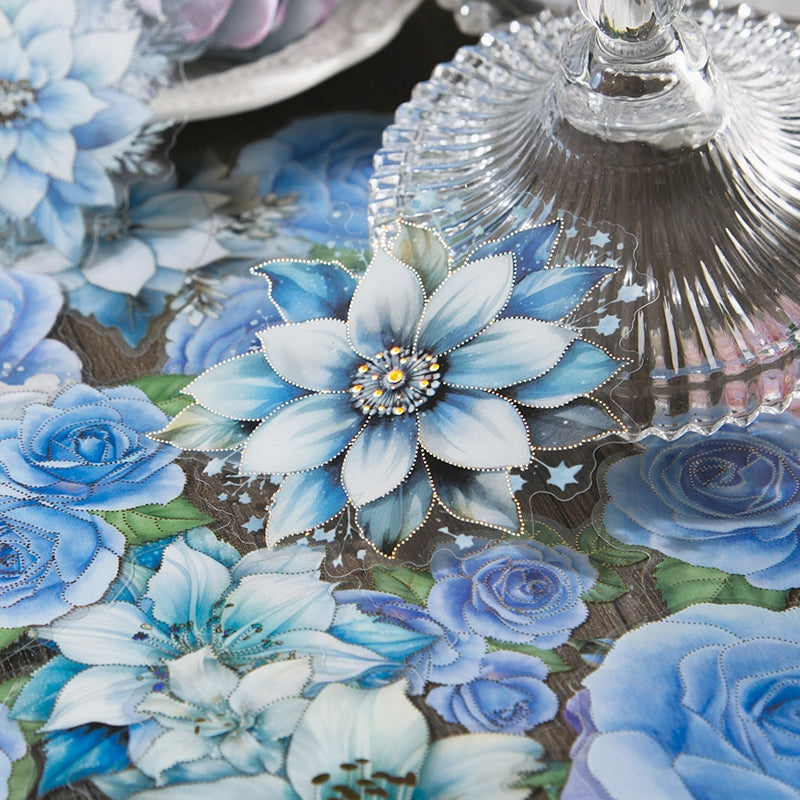 Blue Flower and Plant Laser PET Sticker b3