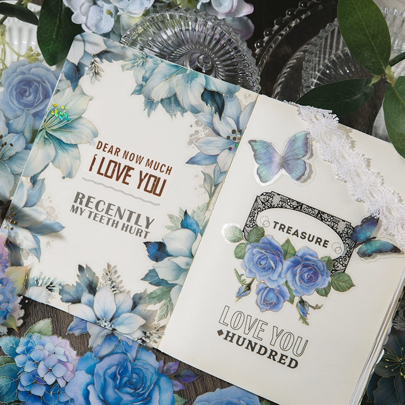 Blue Flower and Plant Laser PET Sticker b4