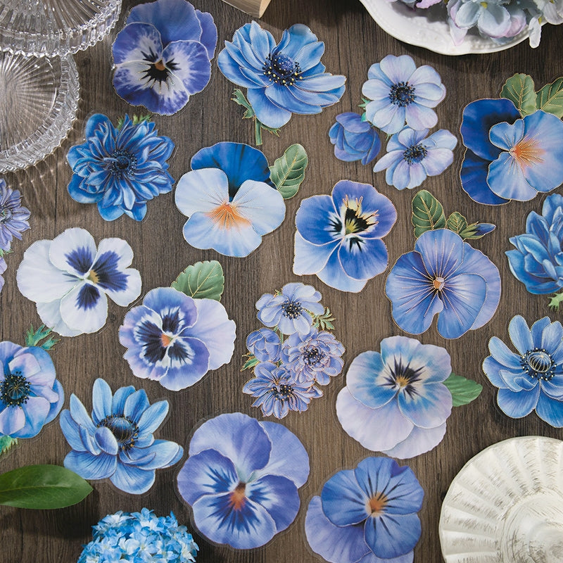 Blue Flower and Plant Laser PET Sticker b5