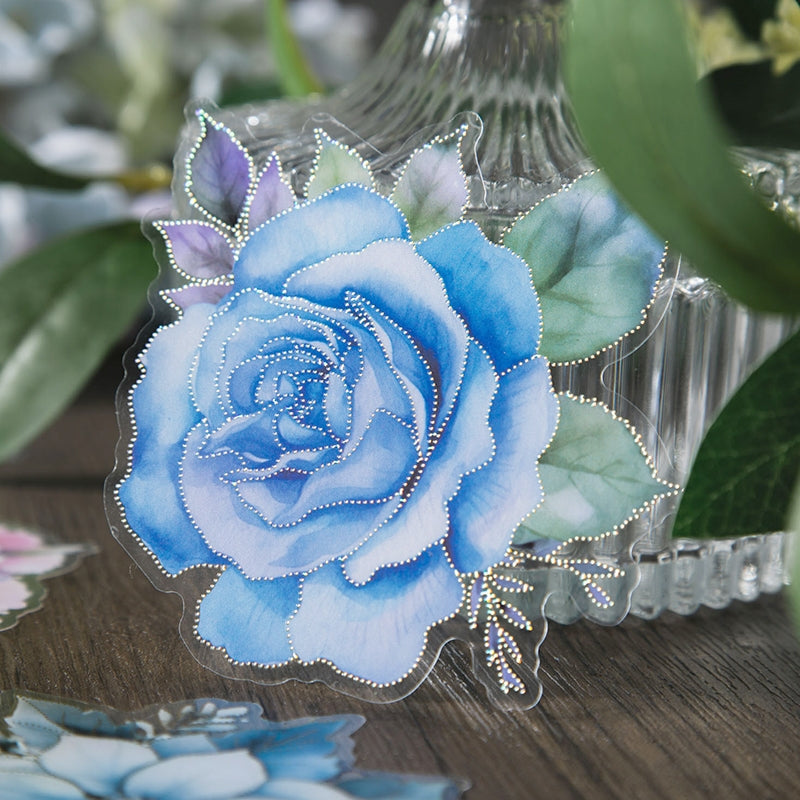 Blue Flower and Plant Laser PET Sticker b6