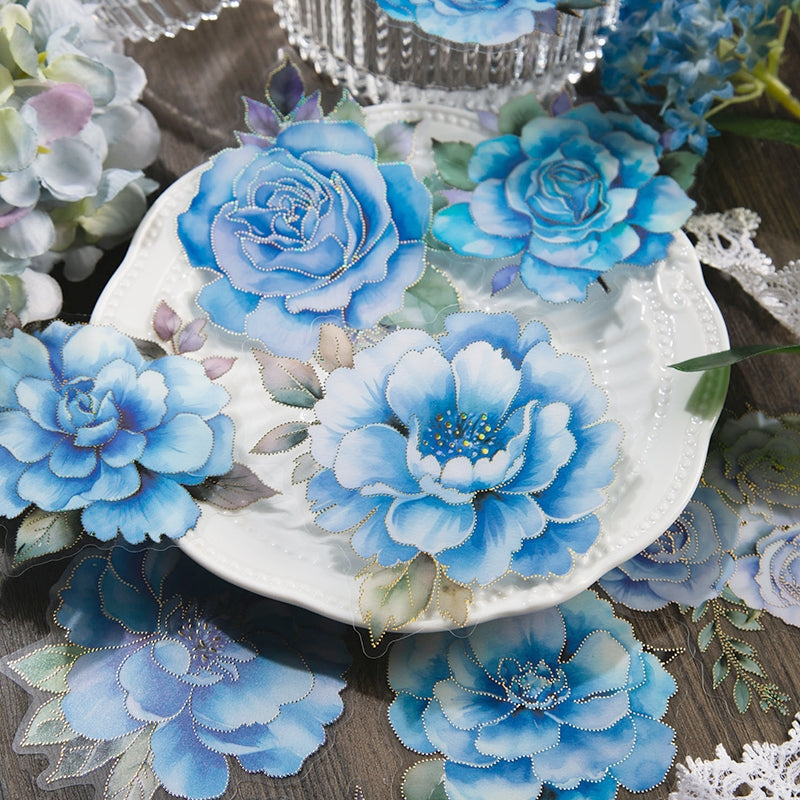 Blue Flower and Plant Laser PET Sticker b7