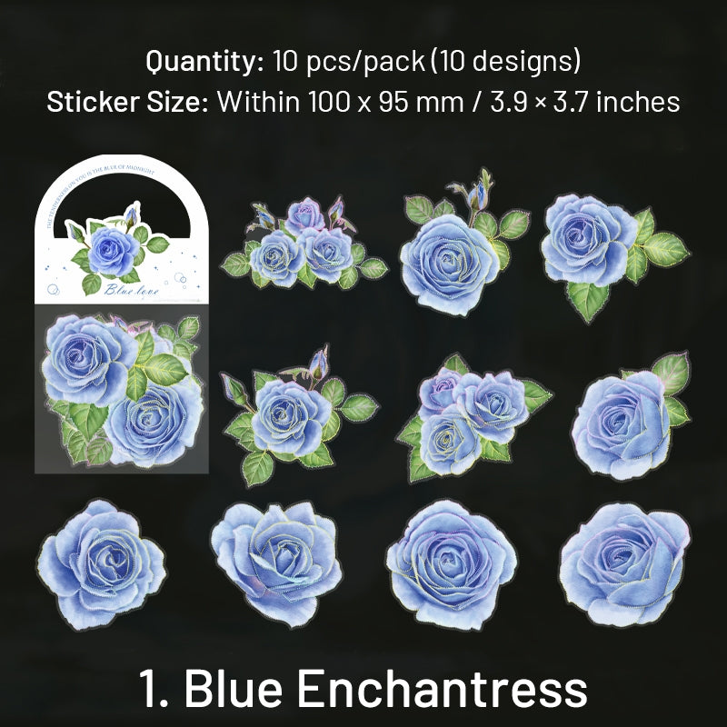 Blue Flower and Plant Laser PET Sticker sku-1