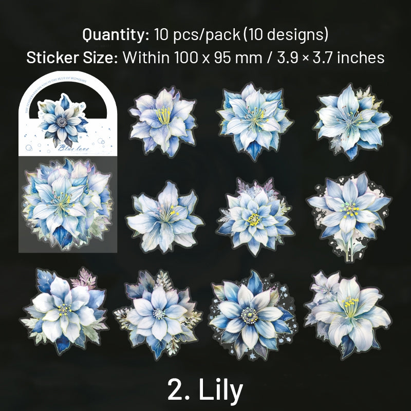 Blue Flower and Plant Laser PET Sticker sku-2