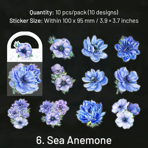 Blue Flower and Plant Laser PET Sticker sku-6