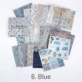 Blue-Vintage Texture Square Background Sticker Book
