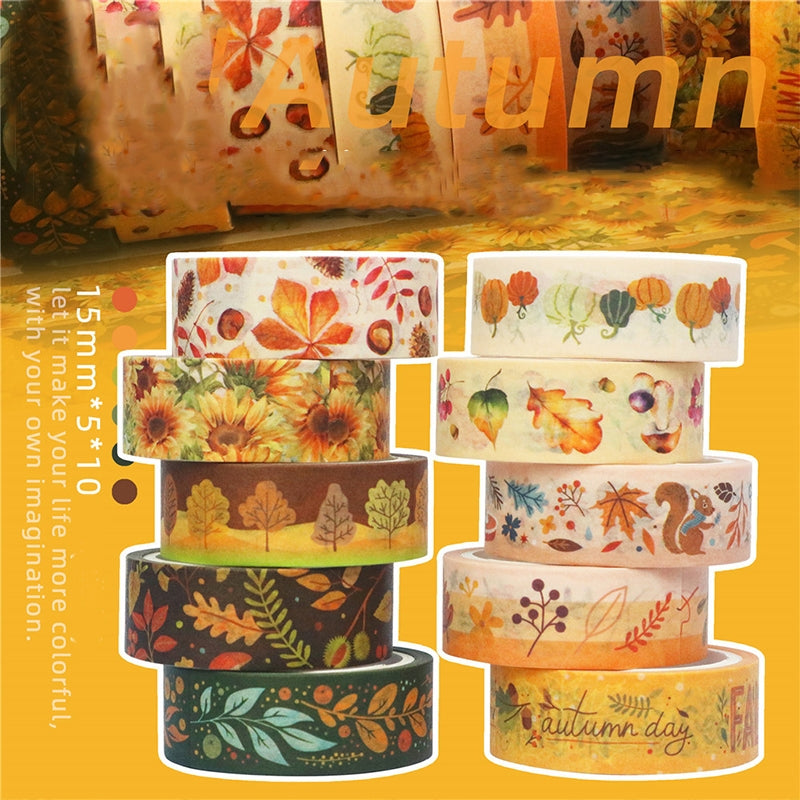 Botanical Autumn Washi Tape Set (10 Rolls) b4