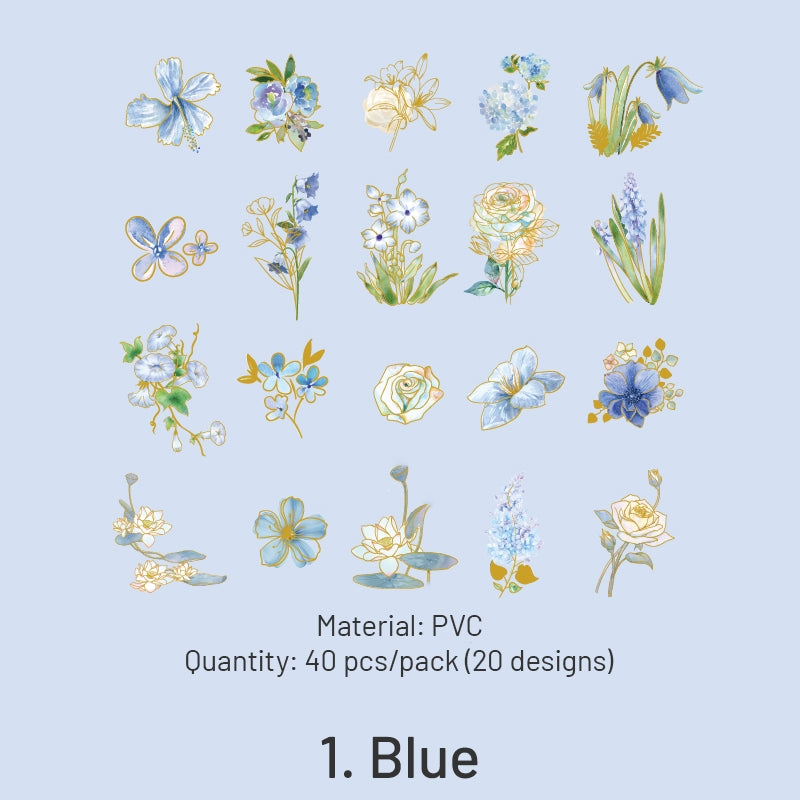 Botanical Floral Gold Foil Vinyl Stickers sku-1