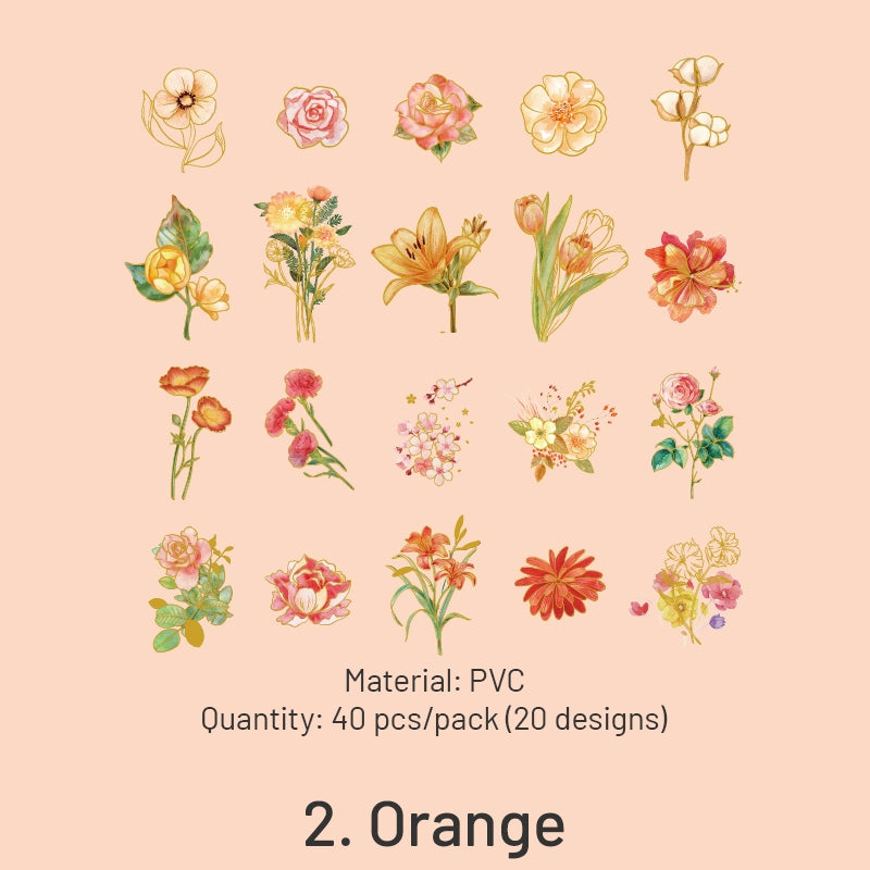 Botanical Floral Gold Foil Vinyl Stickers sku-2