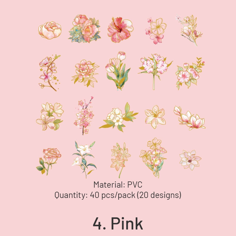 Botanical Floral Gold Foil Vinyl Stickers sku-4