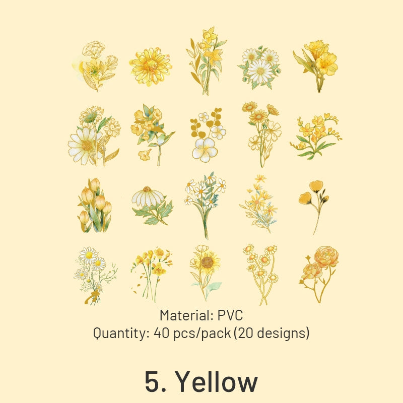 Botanical Floral Gold Foil Vinyl Stickers sku-5