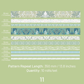 Botanical Forest Flower Washi Tape Set (10 Rolls) sku-11