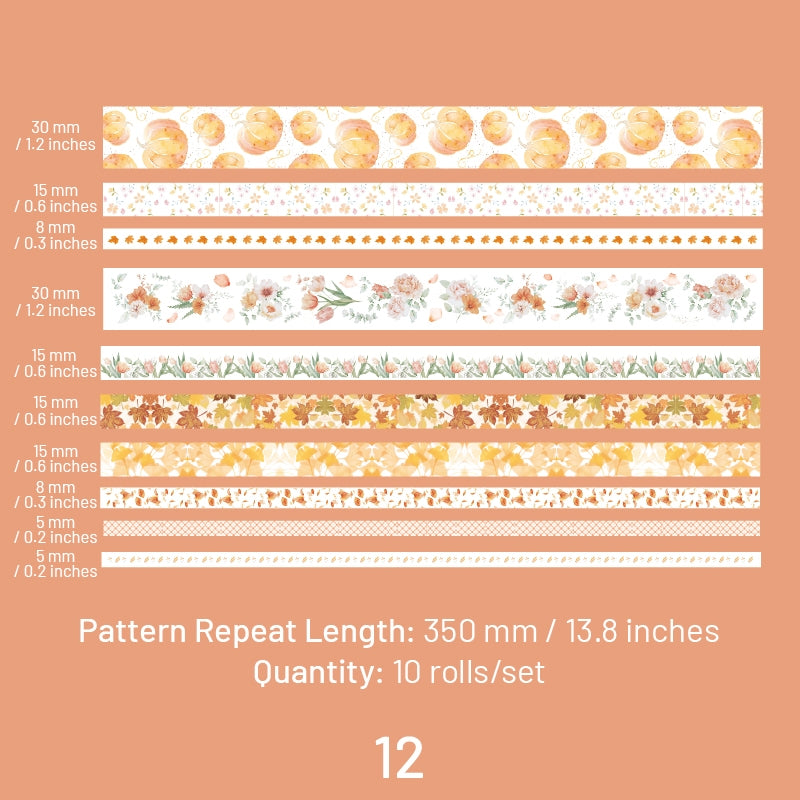Botanical Forest Flower Washi Tape Set (10 Rolls) sku-12