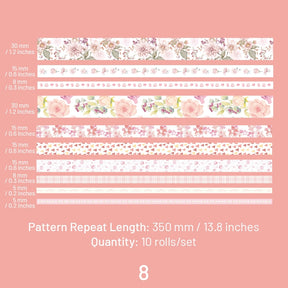 Botanical Forest Flower Washi Tape Set (10 Rolls) sku-8